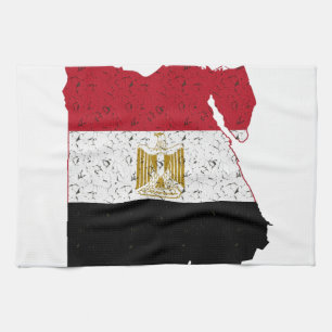 Linge De Cuisine Egypte Drapeau Carte Crackle