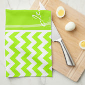 Linge De Cuisine Electric Neon Lime Green Chevron; Tropical Palm (Quart Plié)