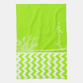 Linge De Cuisine Electric Neon Lime Green Chevron; Tropical Palm (Vertical)