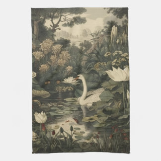 Linge De Cuisine Élégance botanique – Cygne dans la forêt