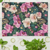 Linge De Cuisine Élégance Botanique d'Orchidée Tropicale (Plié)
