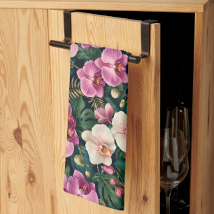 Linge De Cuisine Élégance Botanique d'Orchidée Tropicale