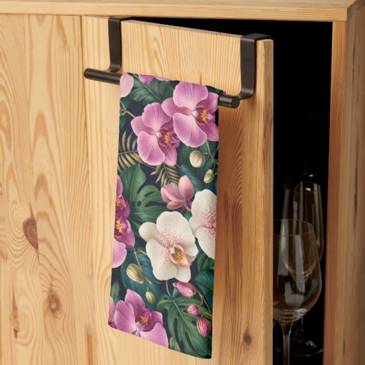 Linge De Cuisine Élégance Botanique d'Orchidée Tropicale (Pliage en tiers)