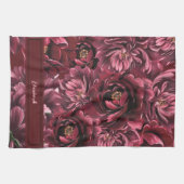 Linge De Cuisine Élégance des fleurs bordeaux (Horizontal)
