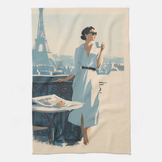 Linge De Cuisine Élégance du café du matin à Paris (Vertical)