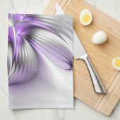 Linge De Cuisine Élégance florale Art Abstrait Violet Fractal moder (Quart Plié)