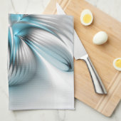 Linge De Cuisine Élégance florale Art moderne Abstrait bleu fractal (Quart Plié)