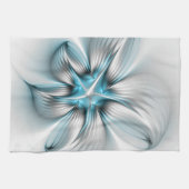 Linge De Cuisine Élégance florale Art moderne Abstrait bleu fractal (Horizontal)