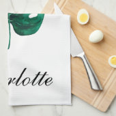 Linge De Cuisine Elégance moderne Aquarelle Monstera Feuille verte (Quart Plié)