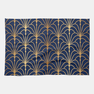 Linge De Cuisine Elégance orientale : Motif de ventilateur d'or