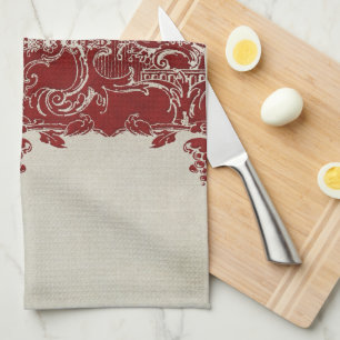 Linge De Cuisine Élégance vintage Noël Cerf Antlers Damask