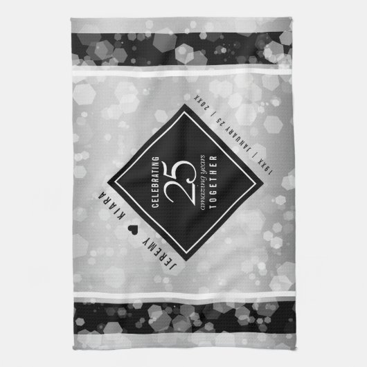 Linge De Cuisine Élégant 25e anniversaire de Mariage d'argent (Vertical)