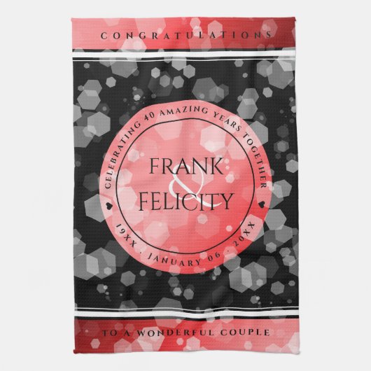 Linge De Cuisine Élégant 40ème 80ème anniversaire de Ruby Mariage (Vertical)