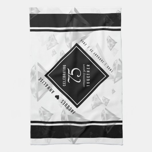 Linge De Cuisine Élégant 75e anniversaire de Mariage de diamant (Vertical)