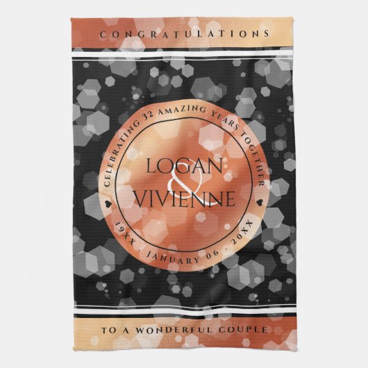 Linge De Cuisine Élégant 8ème 32ème anniversaire de Mariage de bron (Vertical)