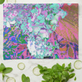 Linge De Cuisine Elegant Aqua et Purple Limelight Hydrangea Détail (Plié)