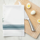 Linge De Cuisine Élégant Aquarelle Aiguille Neige Arbre Monogramme (Quart Plié)