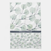 Linge De Cuisine Elégant aquarelle Eucalyptus Monogramme botanique (Vertical)