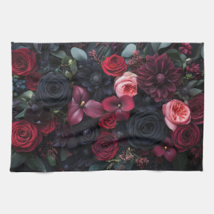 Linge De Cuisine Élégant arrangement floral foncé avec Roses