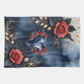 Linge De Cuisine Élégant arrangement rose avec feuillage doré (Horizontal)