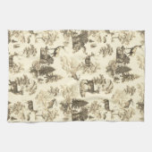 Linge De Cuisine Elégant Beige Country Toile Deer dans le bois (Horizontal)