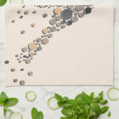 Linge De Cuisine Elégant Beige & Gris Design Artistique Oiseau (Plié)