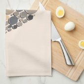 Linge De Cuisine Elégant Beige & Gris Design Artistique Oiseau (Quart Plié)