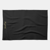 Linge De Cuisine Elegant Black & Gold Typography Script Name (Horizontal)