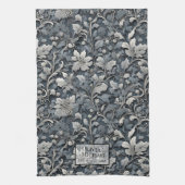 Linge De Cuisine Élégant blanc argenté gris-gris (Vertical)