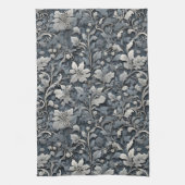 Linge De Cuisine Élégant blanc argenté gris-gris (Vertical)