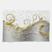 Linge De Cuisine Elégant blanc Damas Gold & Silver (Horizontal)