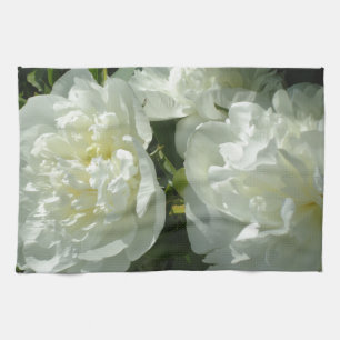 Linge De Cuisine Elégant blanc peony floral blanc photo