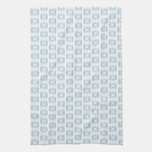 Linge De Cuisine Elégant bleu blanc partout sur Motif