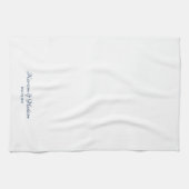 Linge De Cuisine Elégant bleu marine blanc nom de script personnali (Horizontal)