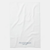 Linge De Cuisine Elégant bleu marine blanc nom de script personnali (Vertical)