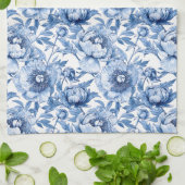 Linge De Cuisine Elegant Blue and White Flower Chic Floral Pattern (Plié)