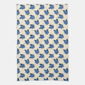 Linge De Cuisine Elegant Blue Botanical Floral Pattern  (Vertical)