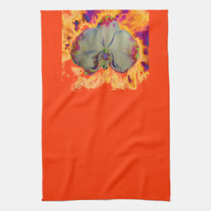 Linge De Cuisine Elégant boho abstrait aquarelle orchidée peinture