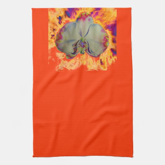 Linge De Cuisine Elégant boho abstrait aquarelle orchidée peinture (Vertical)