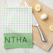 Linge De Cuisine Élégant Boho Monogramme Feminine Nom du script (Quart Plié)