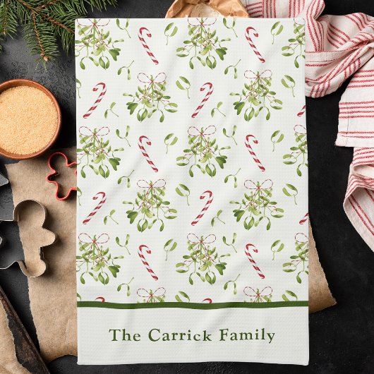 Linge De Cuisine Élégant Botanique de Noël rouge et vert