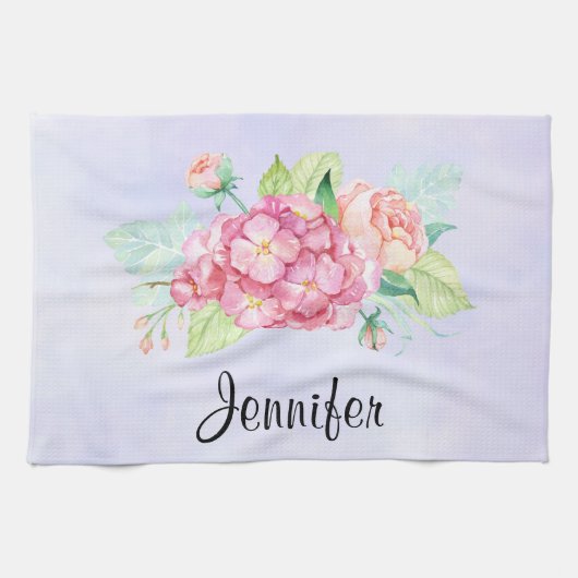 Linge De Cuisine Elégant Bouquet de fleurs rose (Horizontal)