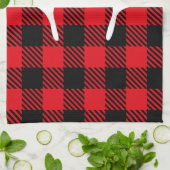 Linge De Cuisine Elégant buffle rustique tendance plaid rouge avec  (Plié)