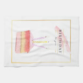 Linge De Cuisine Elégant cadre doré tranche de gâteau d'anniversair (Horizontal)