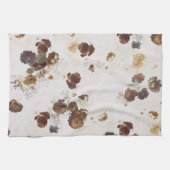 Linge De Cuisine Elégant chic Beige Brown Rose Floral Toile (Horizontal)