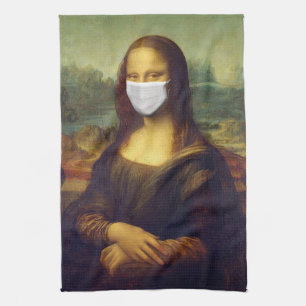 Linge De Cuisine Élégant Chic Green Mona Lisa Convid 19 Peinture