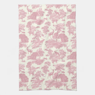 Linge De Cuisine Elégant Chic Rose Toile Cerf Boodland
