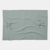 Linge De Cuisine Élégant Chic Sage Green Famille Monogramme  (Horizontal)