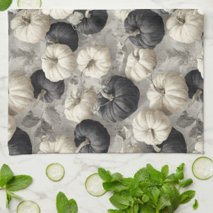 Linge De Cuisine Élégant Citrouille noir et blanc