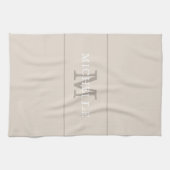 Linge De Cuisine Élégant crème de café Monogramme Nom personnalisé (Horizontal)